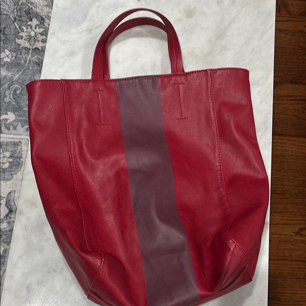 Red Poly Saks Tote Bag